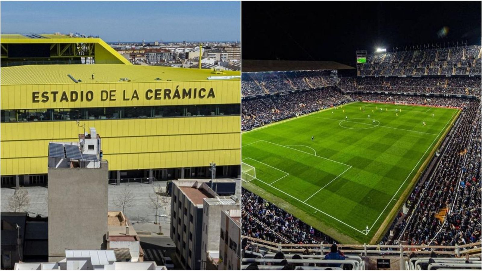 Estadi de la Ceràmica i estadi de Mestalla
