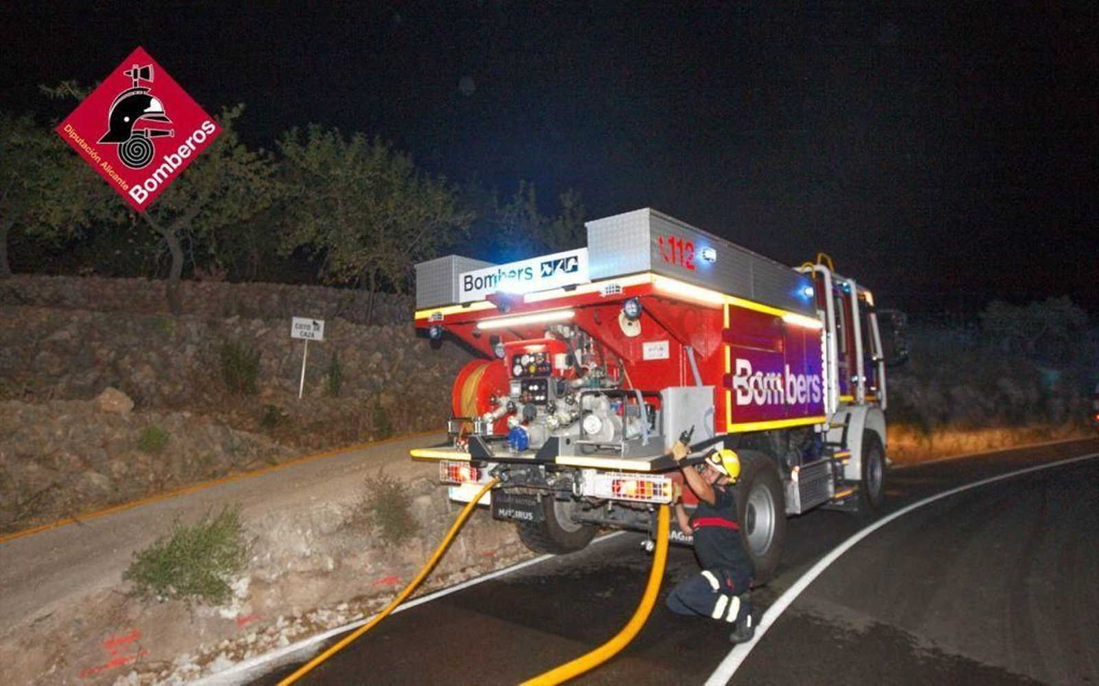 Vehicle de bombers mobilitzat a Tàrbena