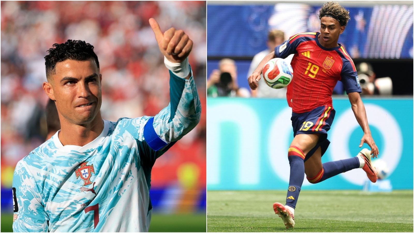 Cristiano Ronaldo i Lamine Yamal, en els partits contra Croàcia i Àustria, respetivament