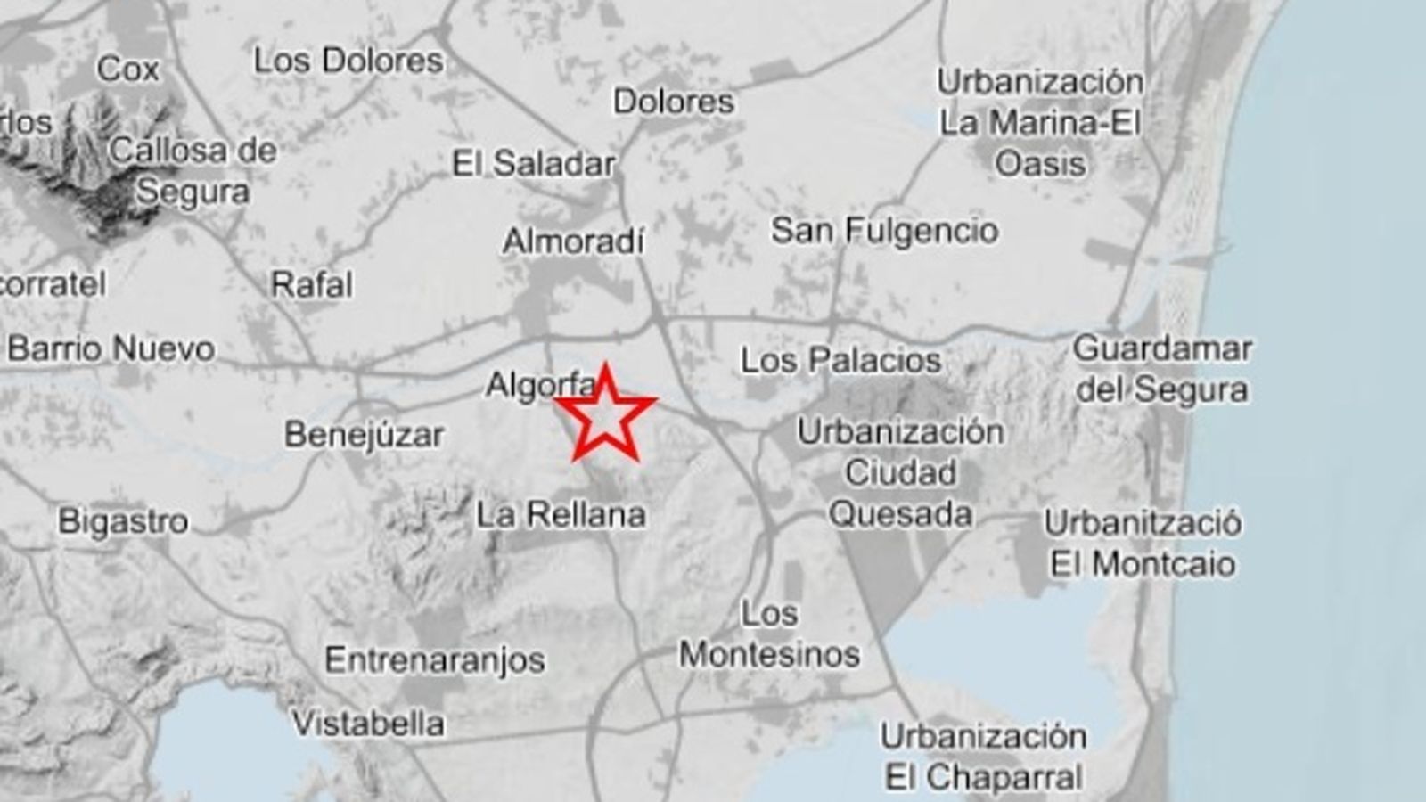 Mapa de la zona on s'ha registrat el sisme