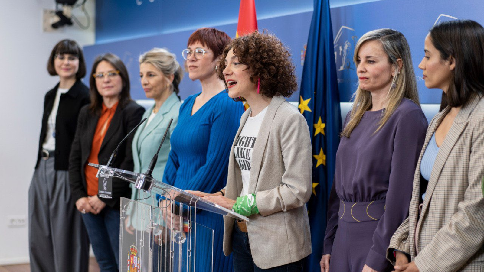 Les diputades del Grup Plurinacional Sumar, aquest dimecres al Congrés