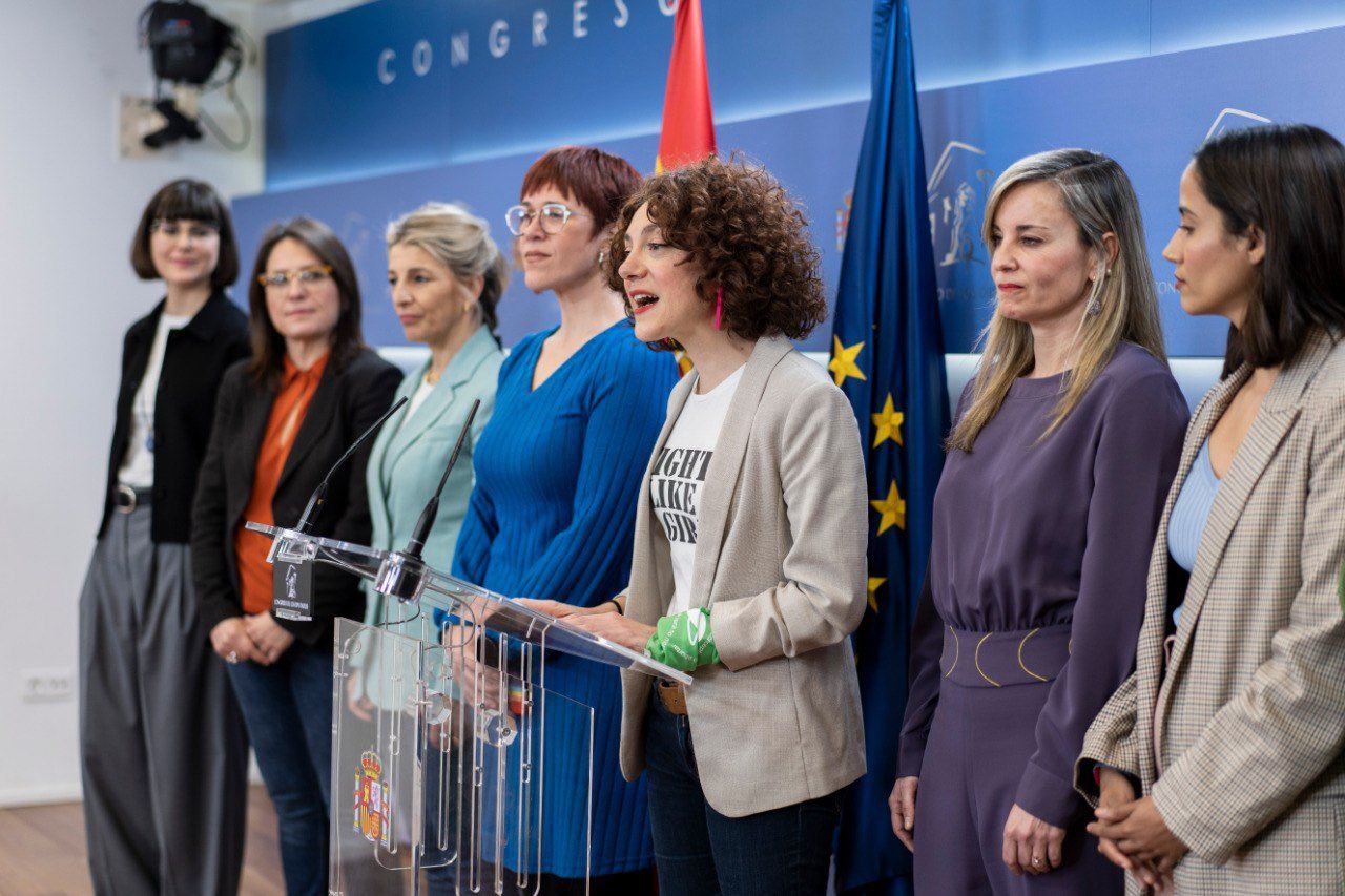 Les diputades del Grup Plurinacional Sumar, aquest dimecres al Congrés