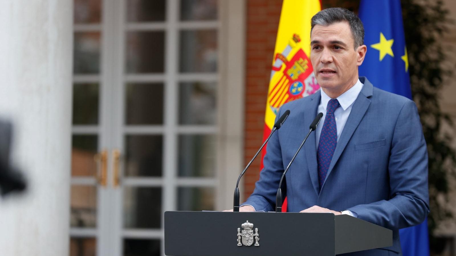 Pedro Sánchez en la compareixença d'aquest dijous