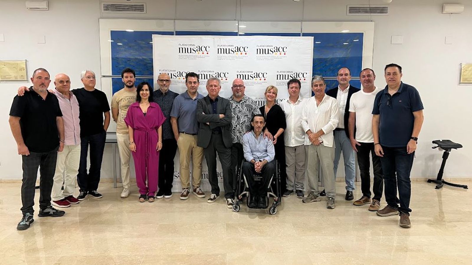 La junta directiva de la Plataforma MUSACC en el Palau de la Música de València