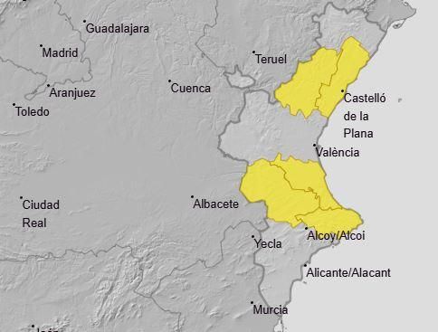 Avisos per pluja per a este dimecres, 20 d'agost