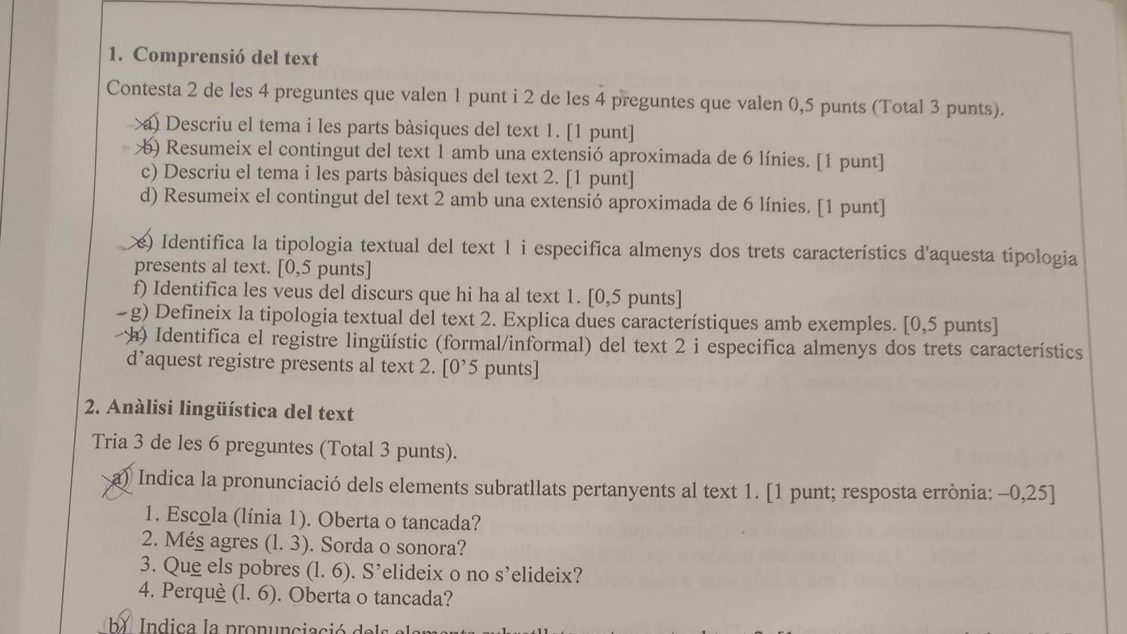 Imatge d'una de les parts més controvertides de les proves de la selectivitat