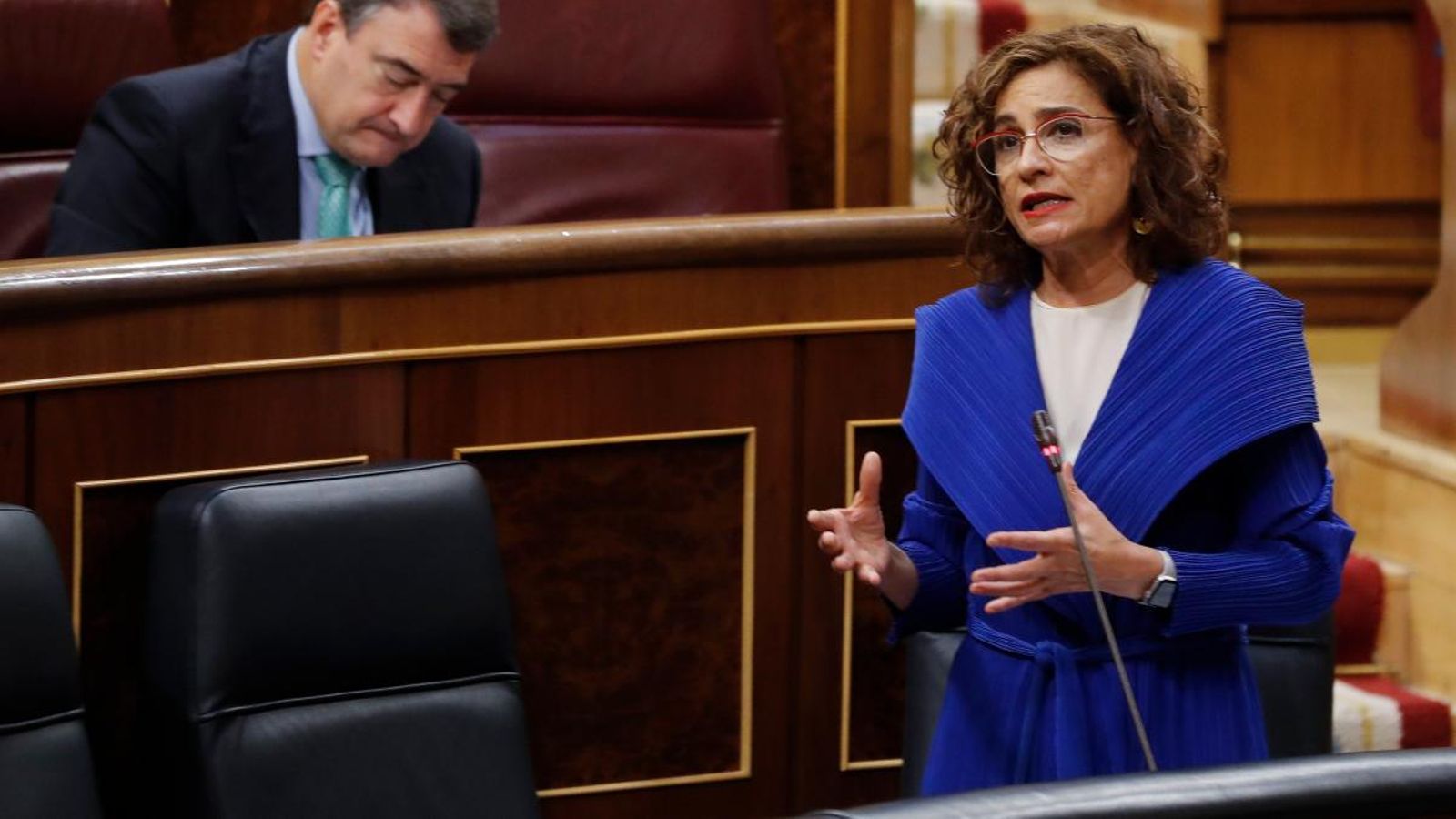 La ministra Montero durant la seua intervenció hui al Congrés