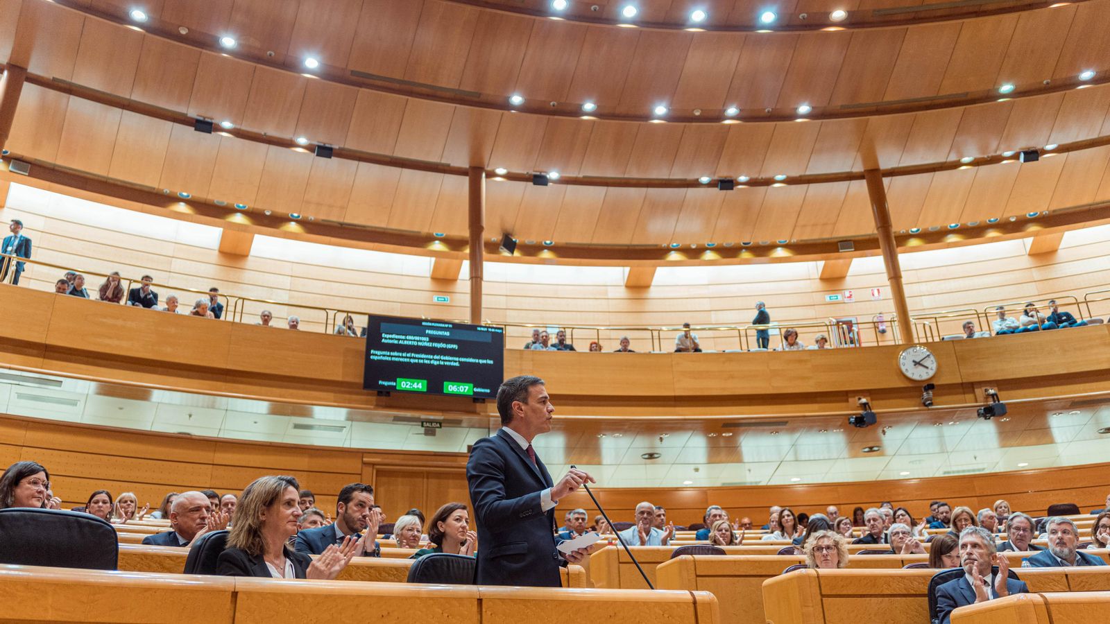 El president del govern, Pedro Sánchez, intervé durant una sessió plenària al Senat El president del govern, Pedro Sánchez, intervé durant una sessió plenària al Senat