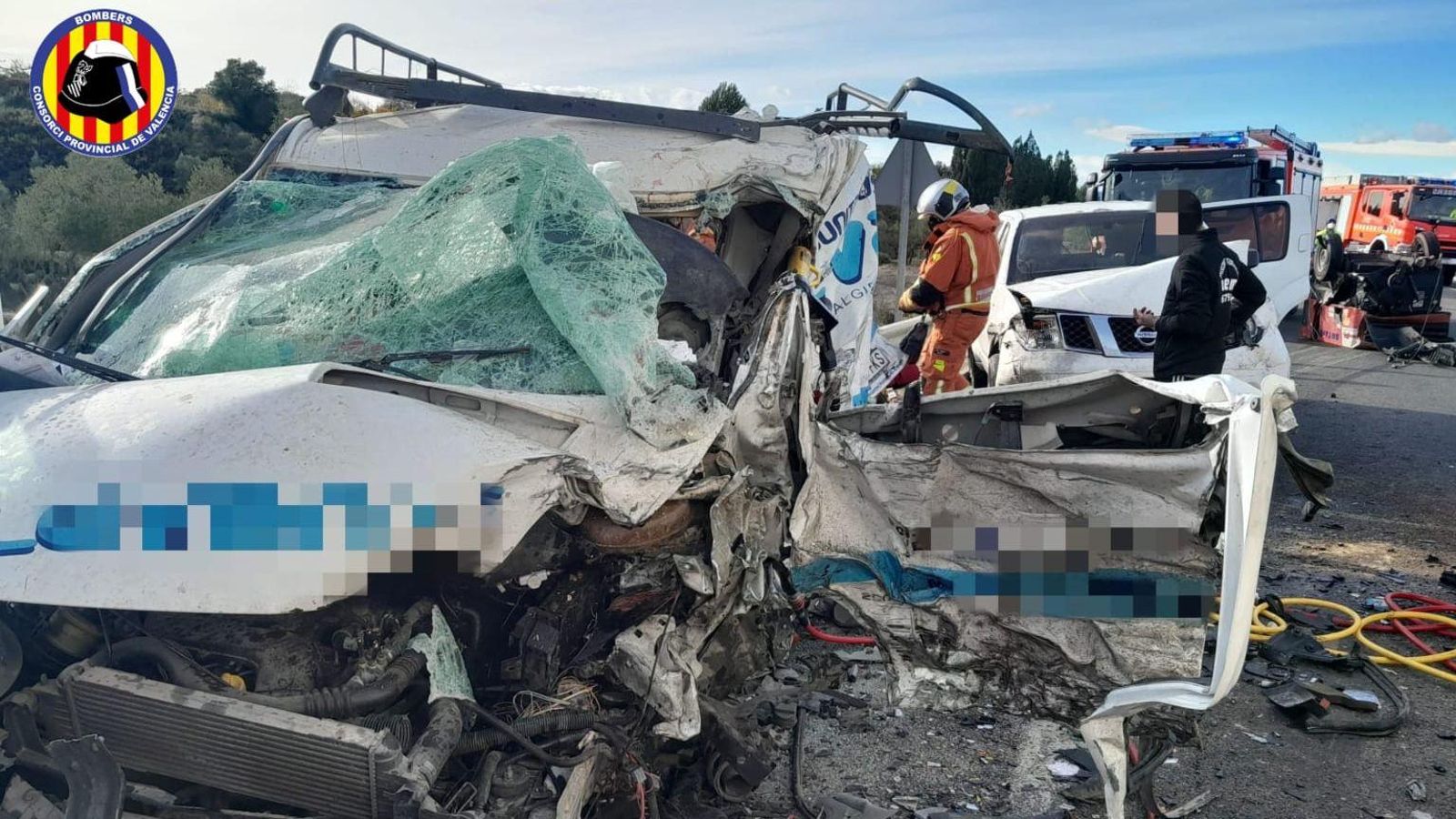 Imatge de l'accident de trànsit a Castelló de Rugat