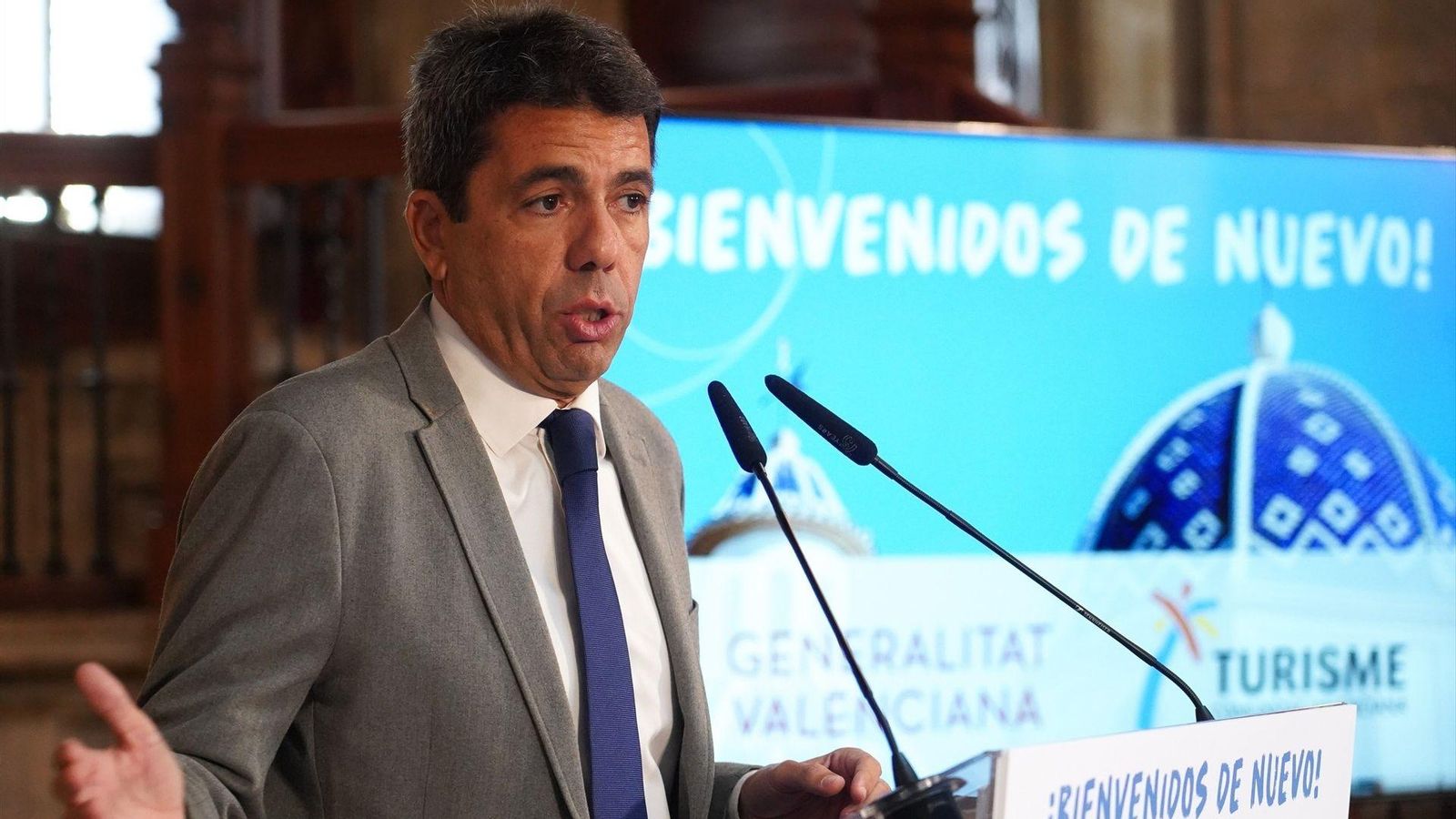 El president de la Generalitat, Carlos Mazón, en una intervenció el dia de la derogació de la taxa turística El president de la Generalitat, Carlos Mazón, en una intervenció el dia de la derogació de la taxa turística