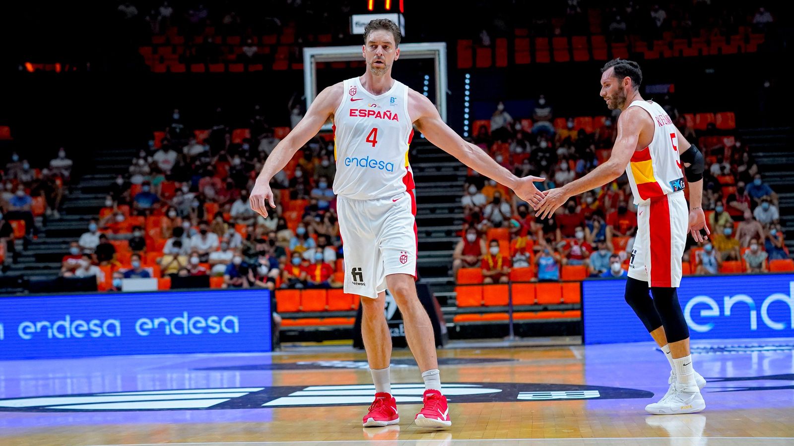 Pau Gasol (esquerra) i Rudy Fernández (dreta), aquest dissabte a la Fonteta