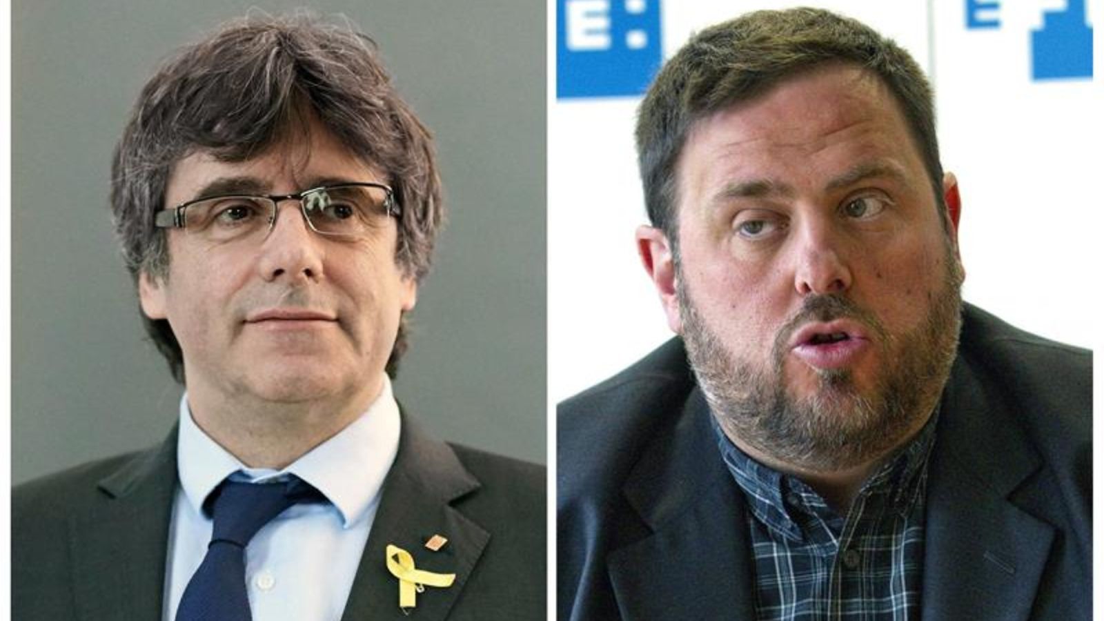 Fotografies d'arxiu de l'expresident català Carles Puigdemont i l'exvicepresident Oriol Junqueras.