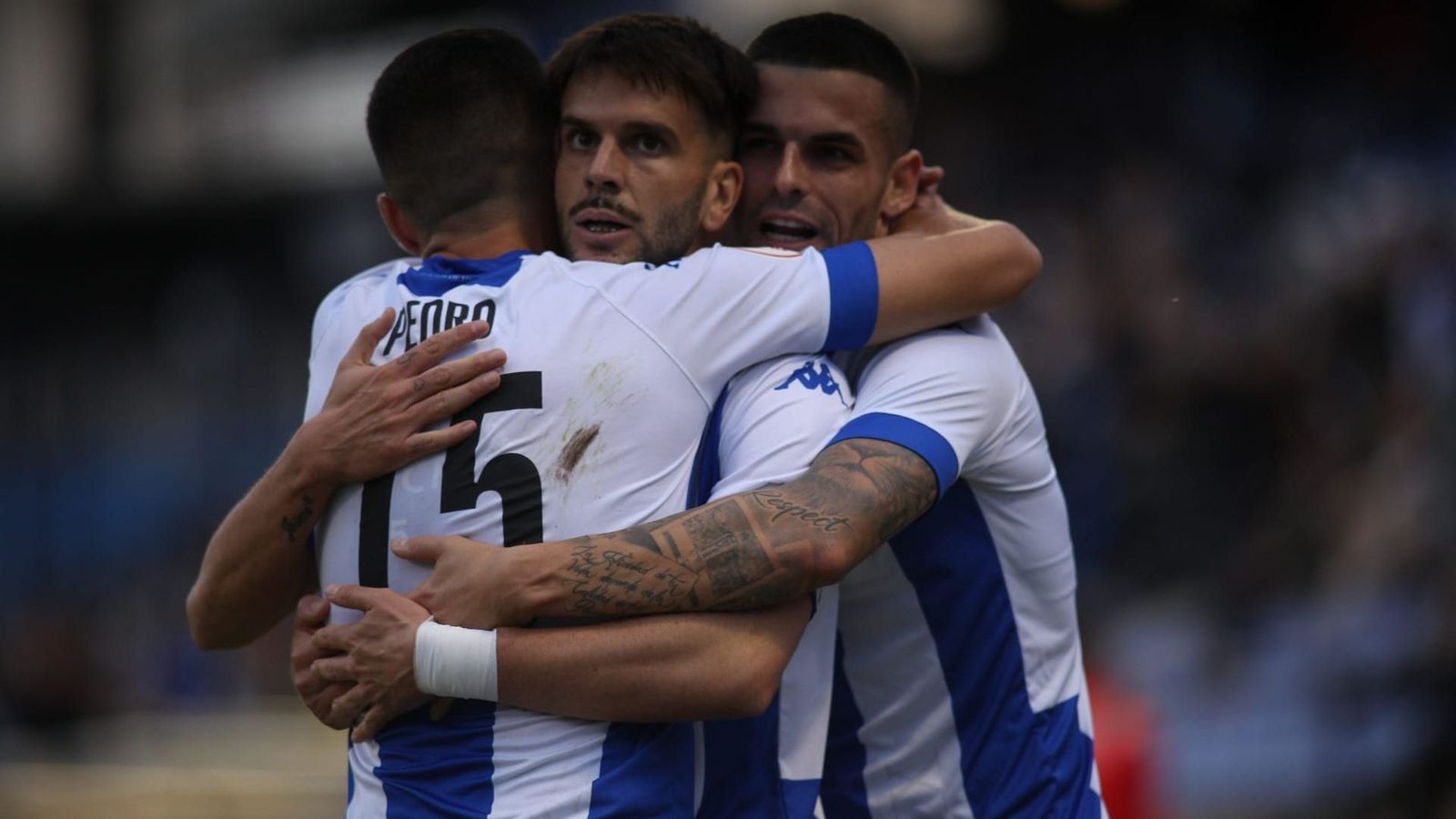 Els jugadors de l'Hèrcules celebren un dels gols