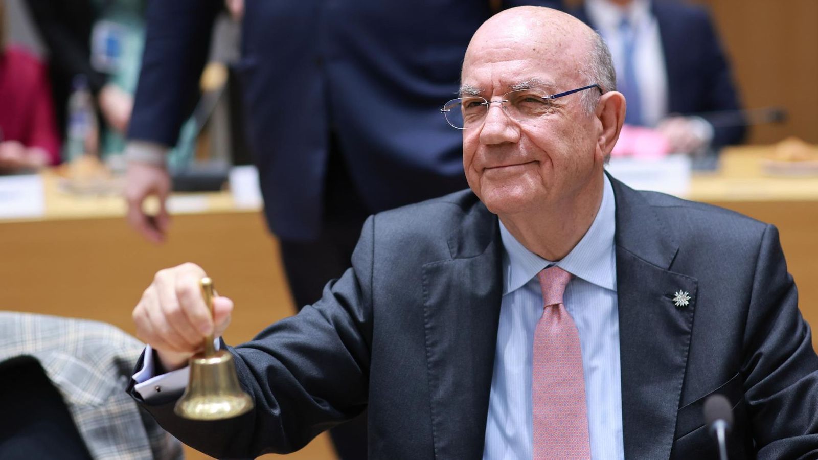 El ministre de Finances de Xipre, país que té la presidència de la UE, durant la reunió de l’Ecofin d’este dimarts
