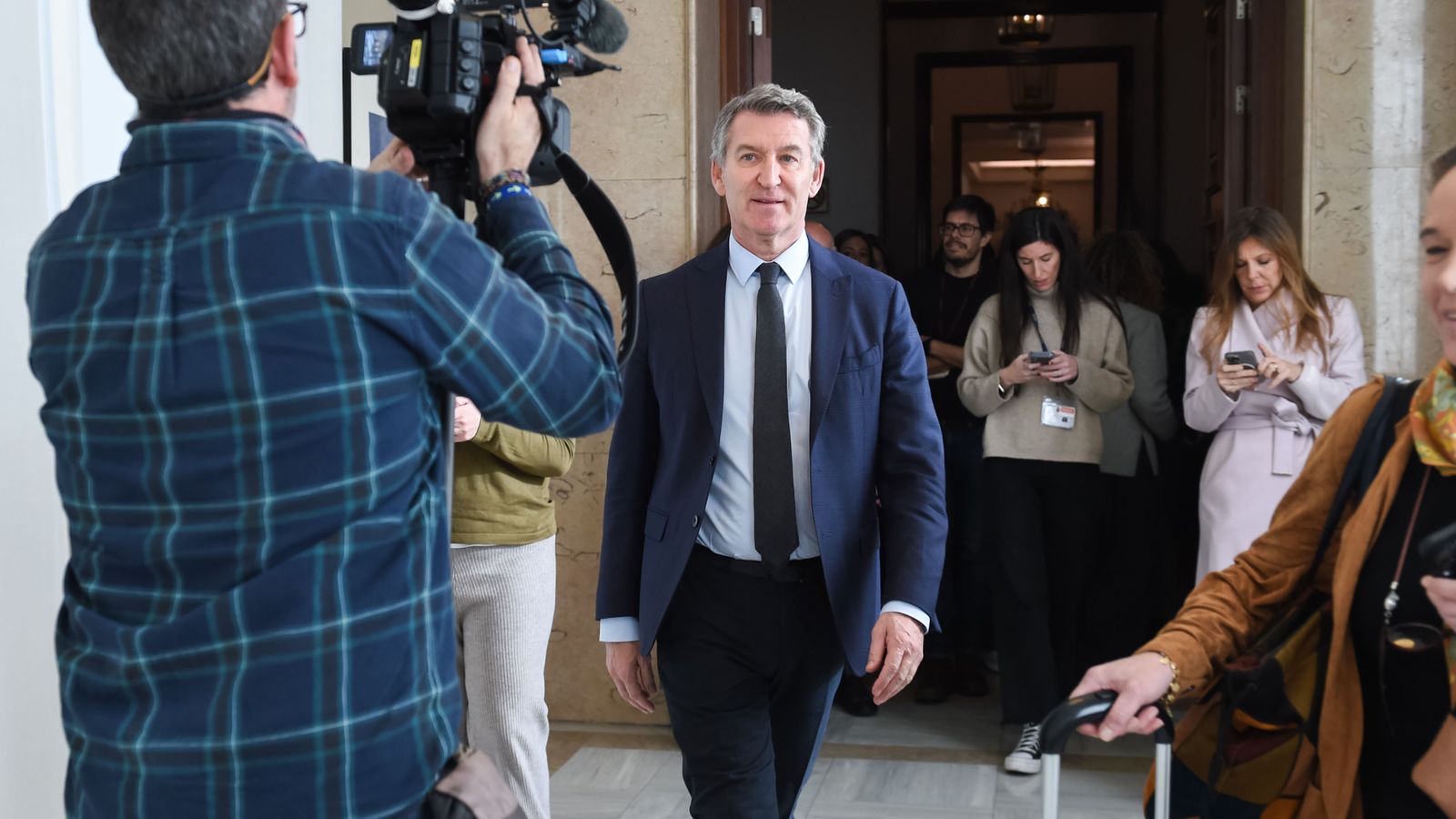 Feijóo, el passat 9 de gener, abans de declarar telemàticament des del seu despatx al Congrés per a la causa de la dana