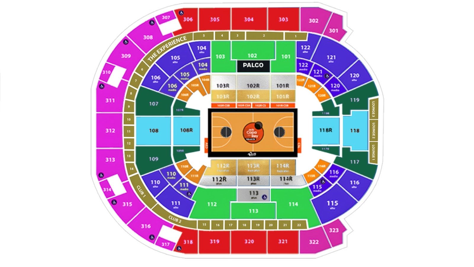 Les diferents localitats del Roig Arena per a la Copa del Rei