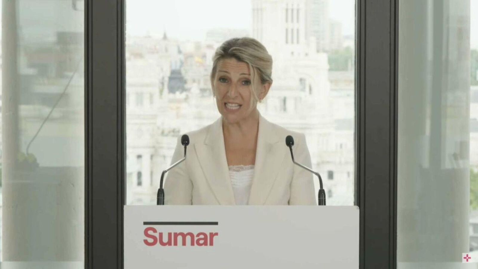 Yolanda Díaz en la intervenció per 'streaming'