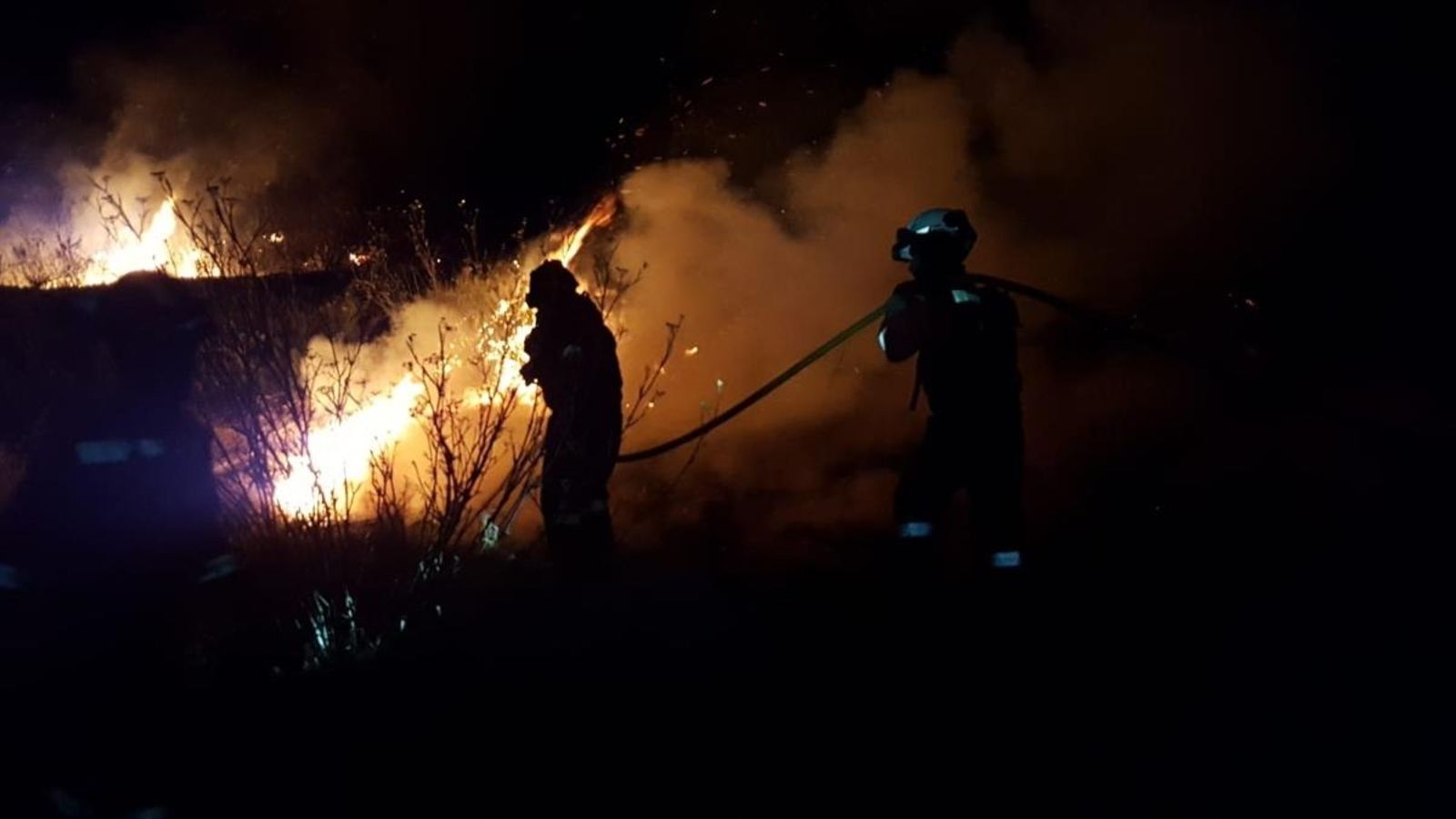Efectius antiincendis treballen en l'extició de les flames a Gran Canària