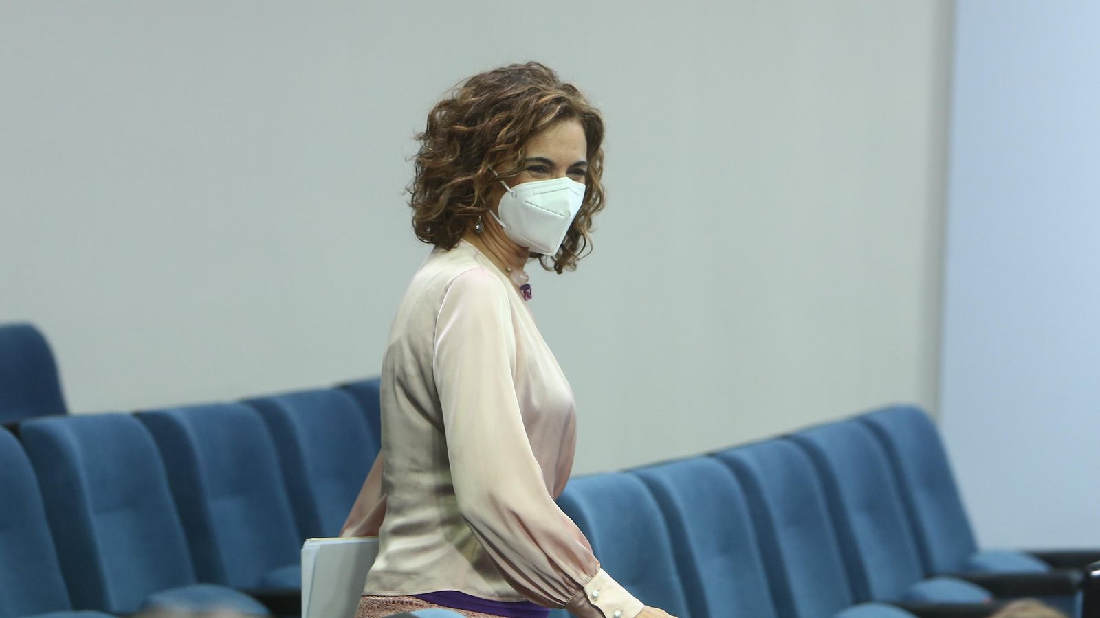 La ministra portaveu i ministra d'Hisenda, María Jesús Montero, a la seva arribada a una roda de premsa posterior al Consell de Ministres