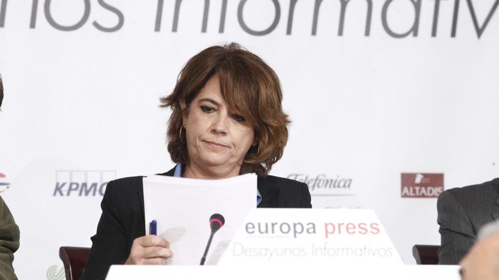 La ministra de Justícia, Dolores Delgado, en el desdejuni informatiu d'aquest dilluns | Eduardo Parra (Europa Press)