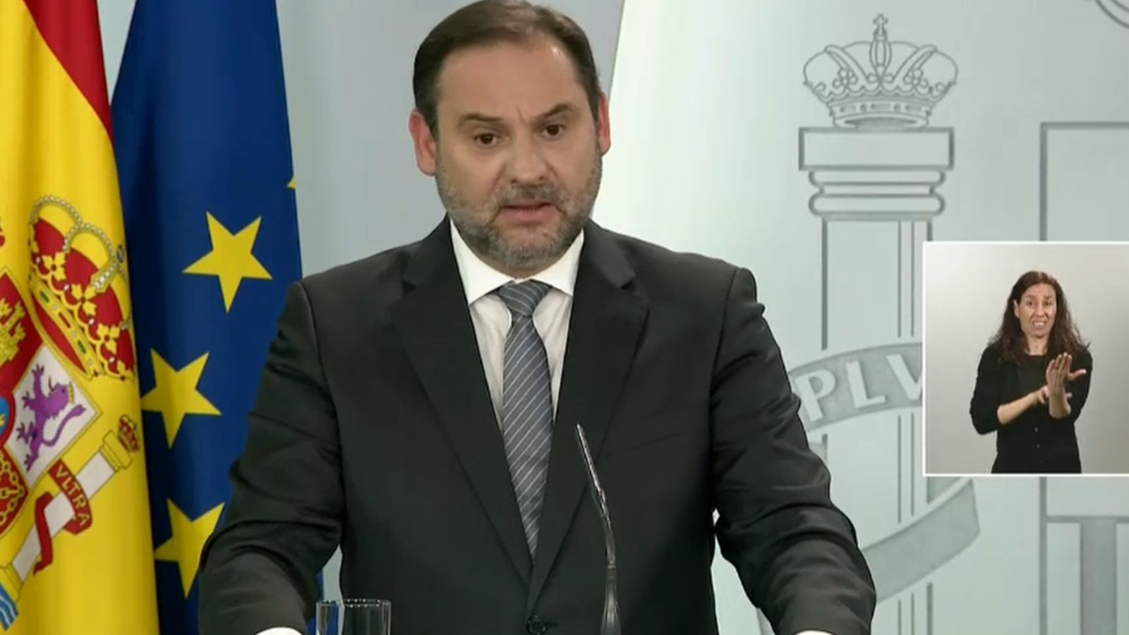 El ministre Ábalos en la compareixença que ha oferit aquest dilluns de vesprada