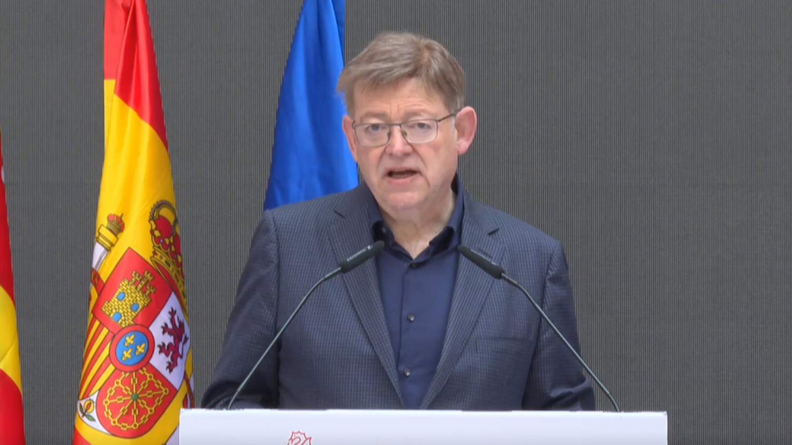 El president Ximo Puig durant la seua intervenció en l'acte institucional amb motiu del Dia d'Europa