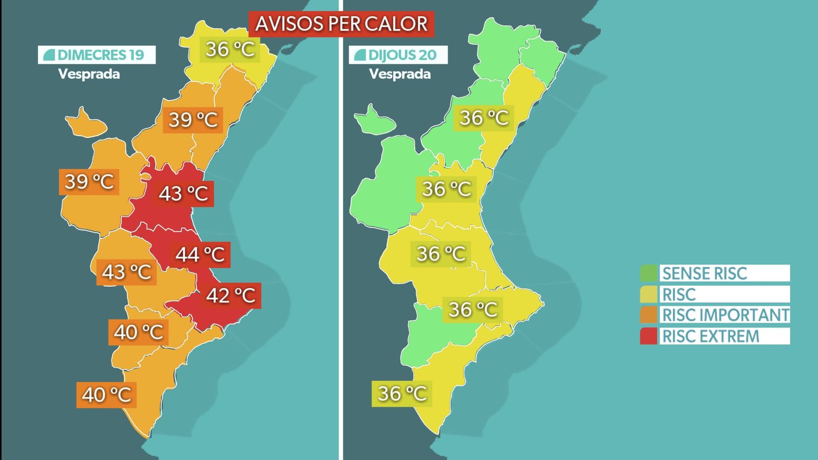Dimecres, avís roig per calor