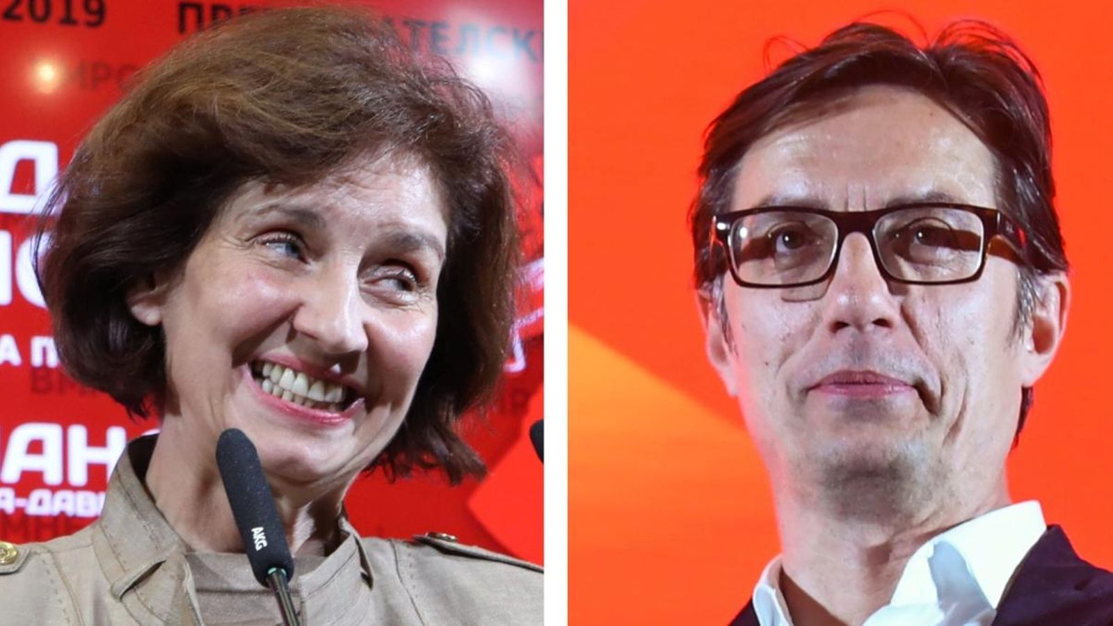La candidata conservadora a la presidència de Macedònia del Nord, Gordana Siljanovska, i el socialdemòcrata, Stevo Pendarovski