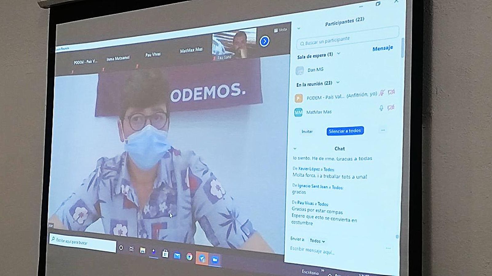 Intervenció telemàtica de Pilar Lima, líder del partit.