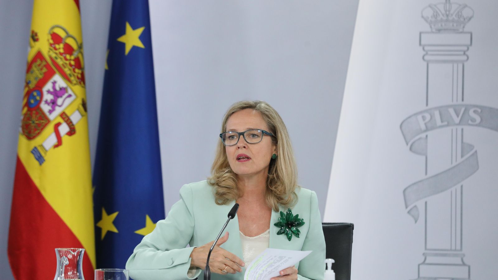 La vicepresidenta primera del govern espanyol, Nadia Calviño, en la roda de premsa posterior a la reunió del Consell de Ministres