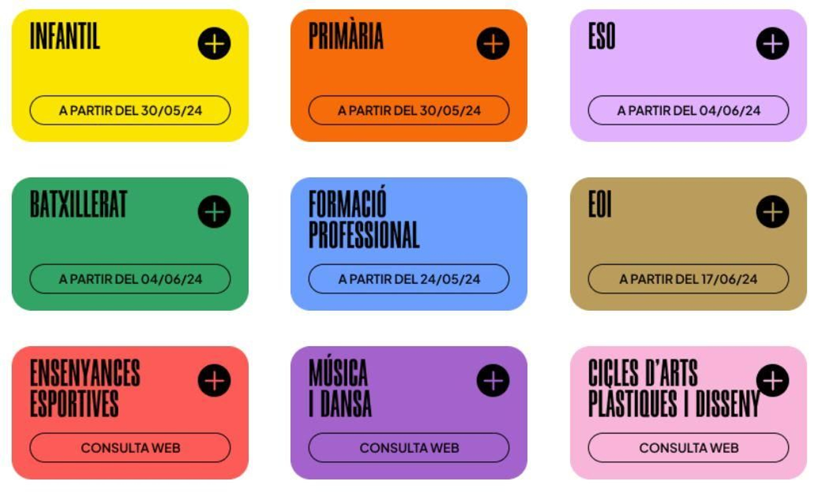 Terminis d'admissió de sol·licituds per al curs 2024-2025