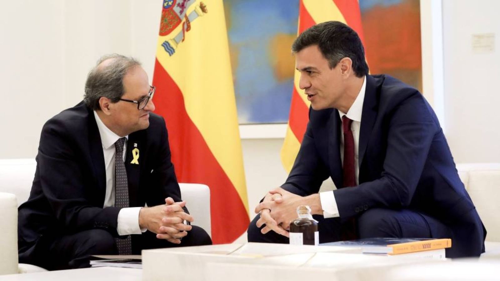 Reunió de Quim Torra i Pedro Sánchez en una imatge d'arxiu