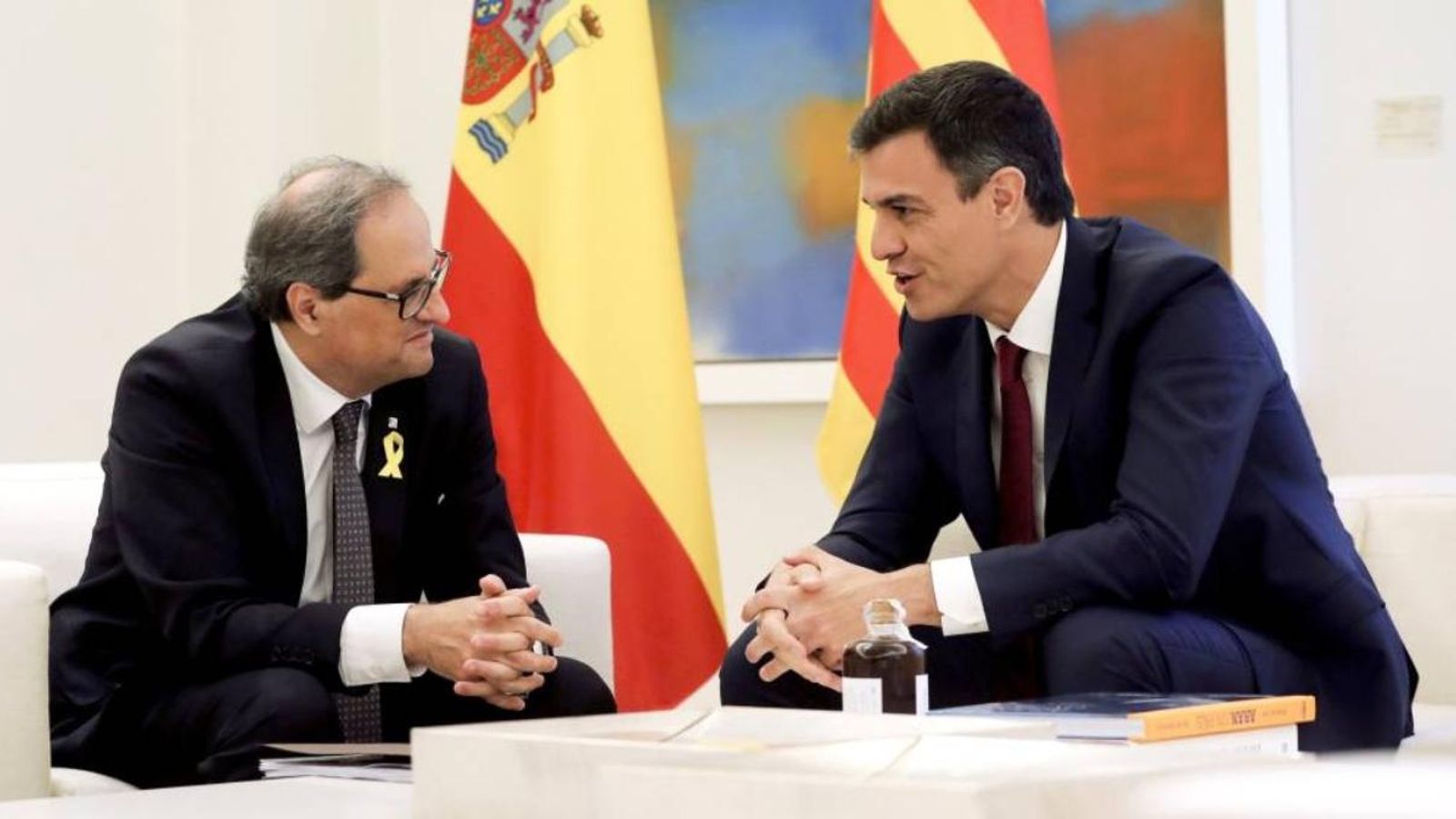 Reunió de Quim Torra i Pedro Sánchez en una imatge d'arxiu Reunió de Quim Torra i Pedro Sánchez en una imatge d'arxiu