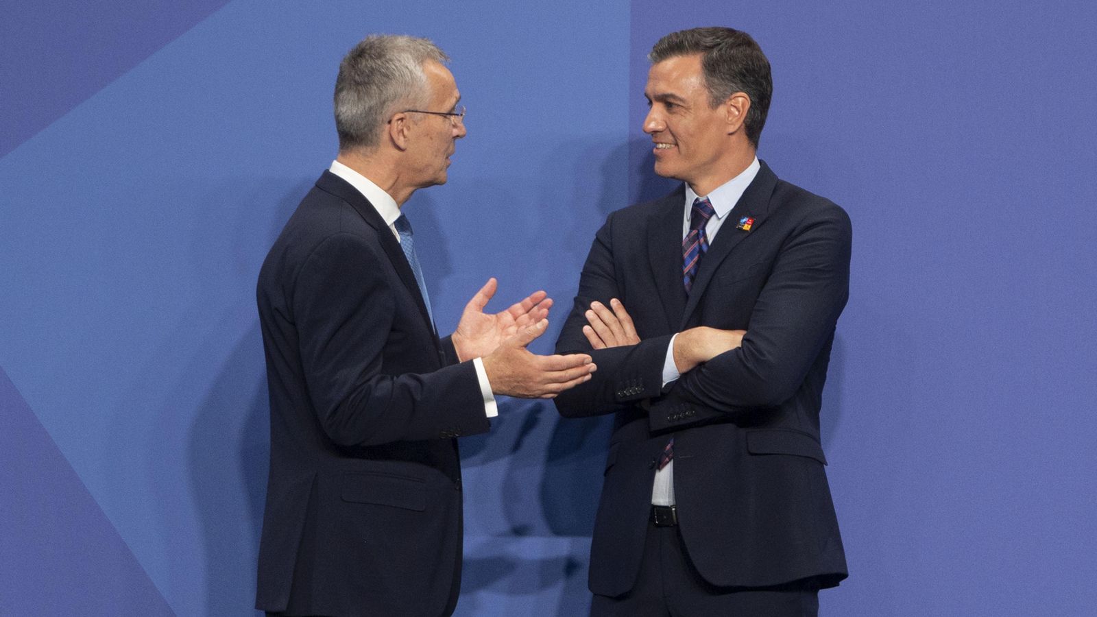 Imatge d'arxiu d'Stoltenberg i Sánchez durant la passada cimera de l'OTAN a Madrid