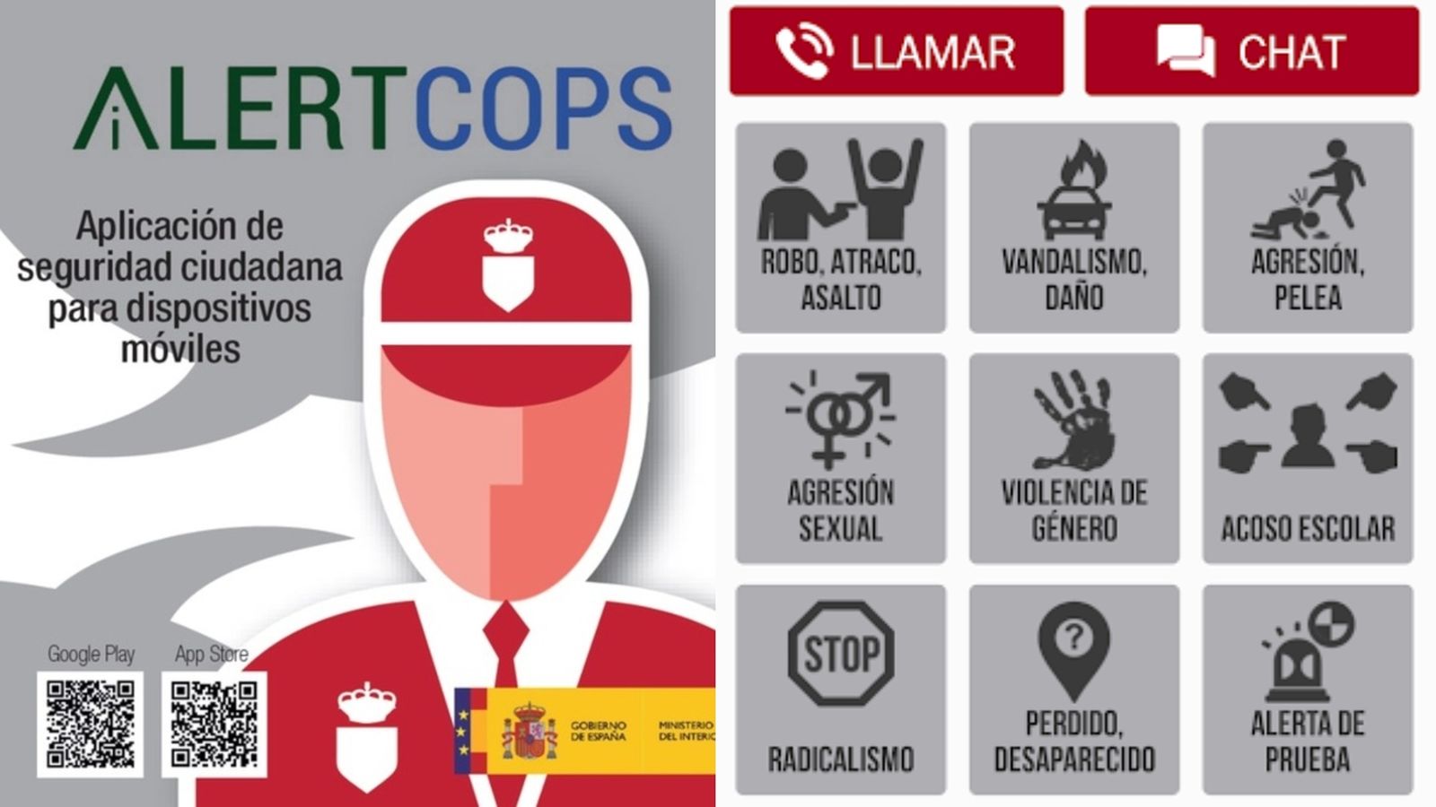Captures de pantalls de l'aplicació AlertCops