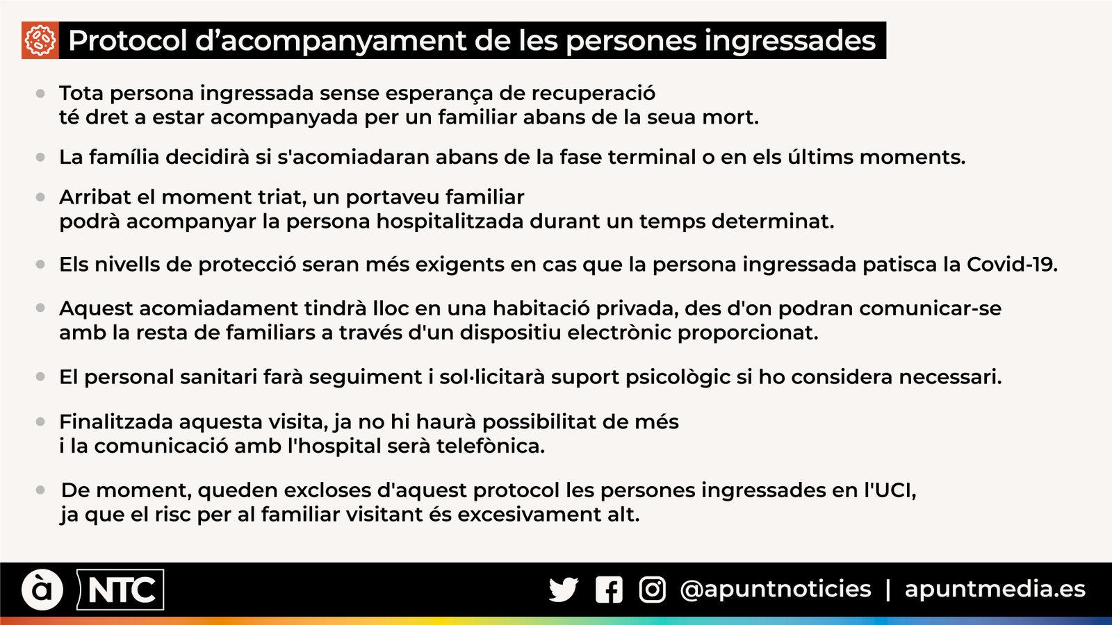 El protocol d’acompanyament per a persones ingressades ja està actiu