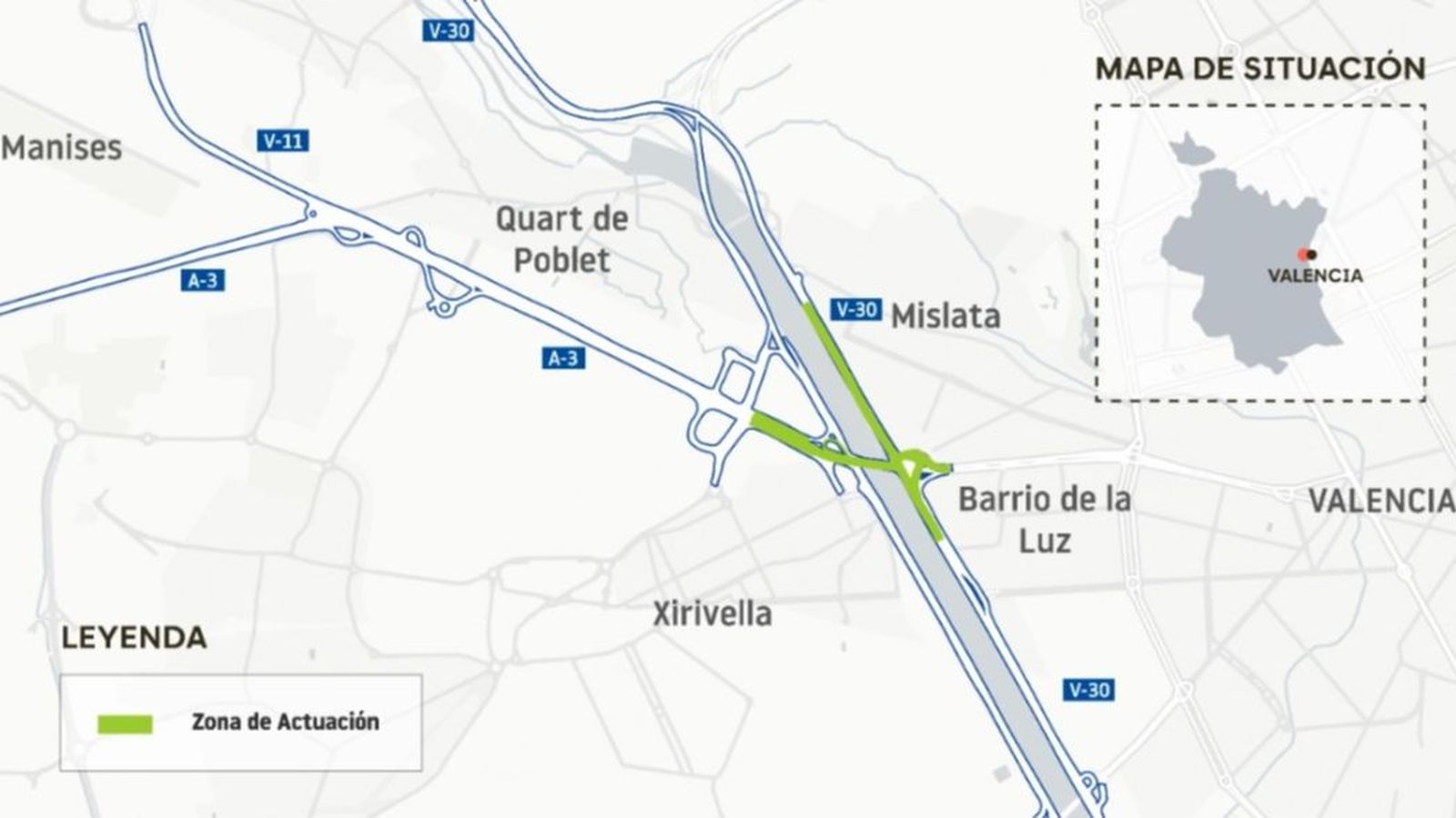 Projecte de traçat de connexió directa entre la V-30 i l'A-3, salvant el llit del riu Túria