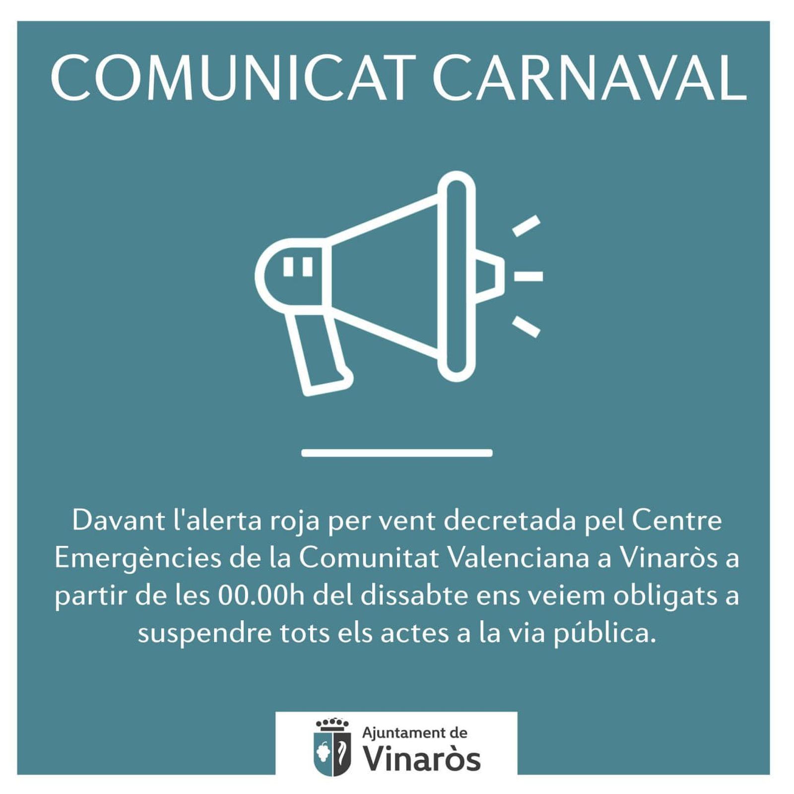 A Vinaròs (Baix Maestrat), el Carnaval queda pràcticament suspés dissabte.