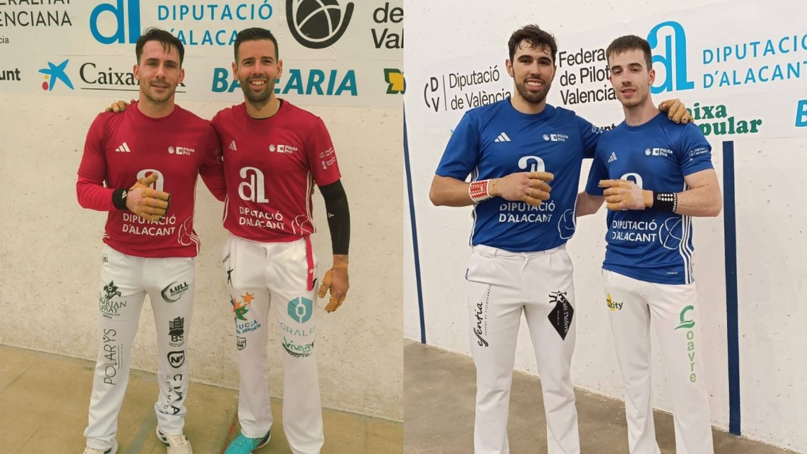 Pere Roc II i Nacho de roig i Salva Palau i Gimeno de blau