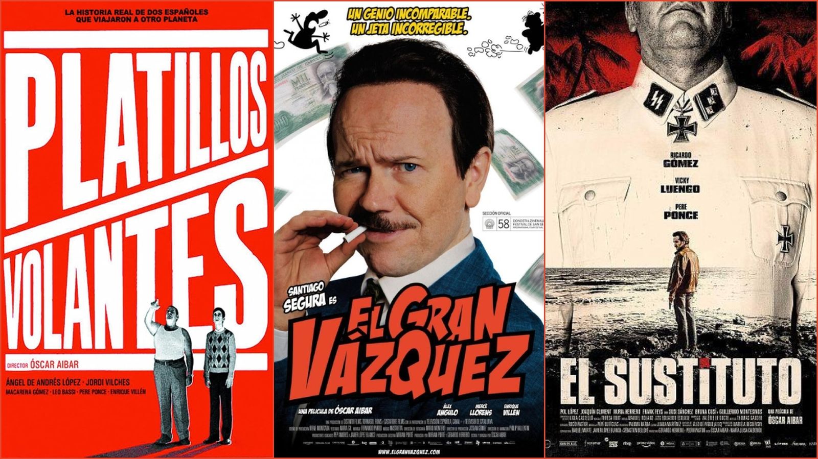 Cartell de tres pel·lícules dirigides per Òscar Aibar