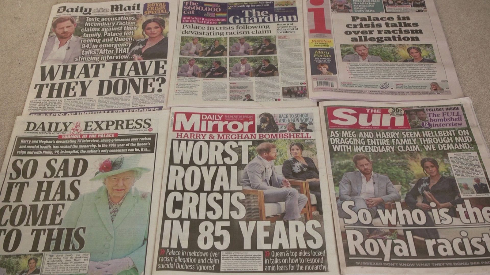 Portades dels diaris britànics al dia següent de l'entrevista