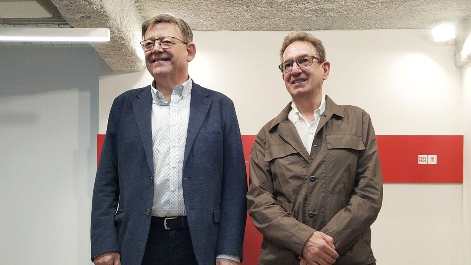 Ximo Puig i Miguel Mínguez, aquest divendres a la seu dels socialistes valencians Puig i Mínguez