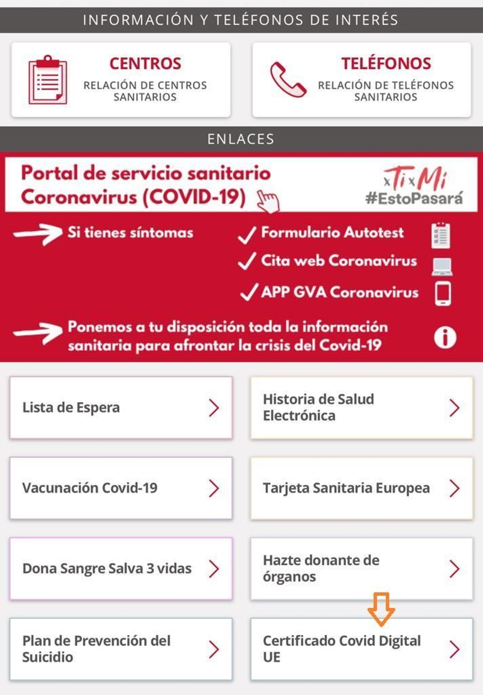 Vista de l'app GVA salut