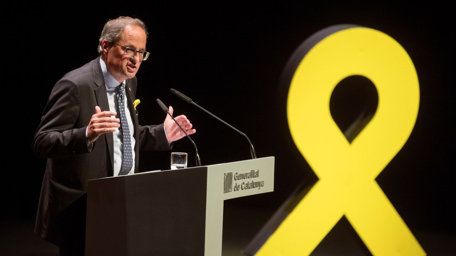 En imatge, un dels moments de la intervencio de Quim Torra  en la conferència “El nostre moment”