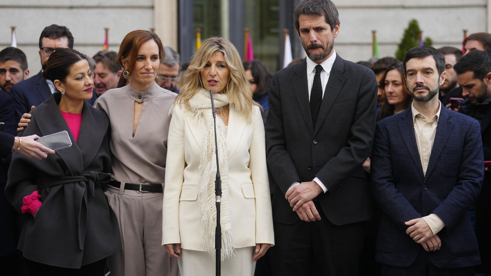 Yolanda Díaz i la resta de ministres de Sumar, aquest dimecres al Congrés dels Diputats