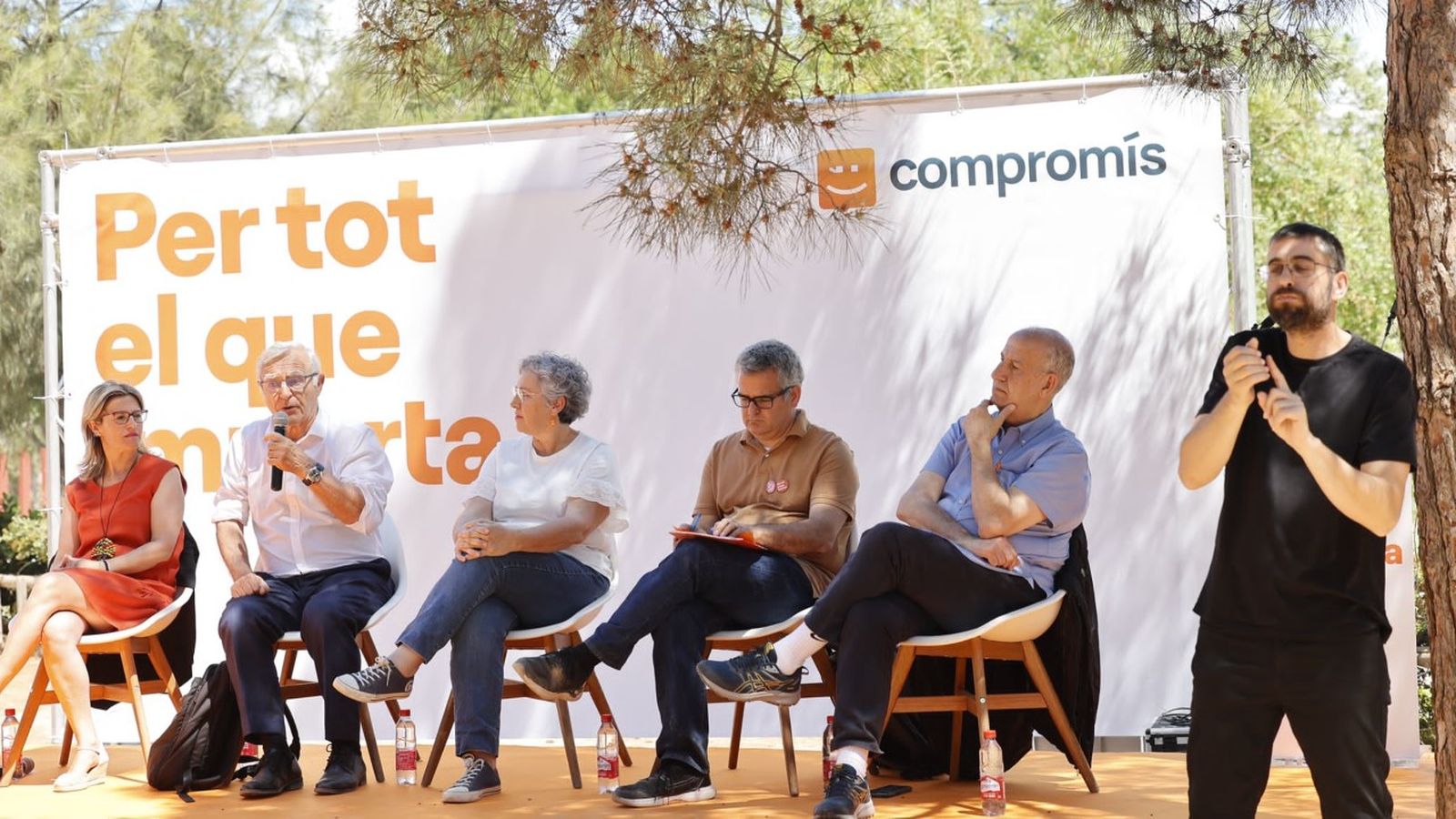 Intervenció dels alcaldables en l'acte de campanya "Ciutats pel clima" celebrat per Compromís al Parc de la Canaleta de Mislata