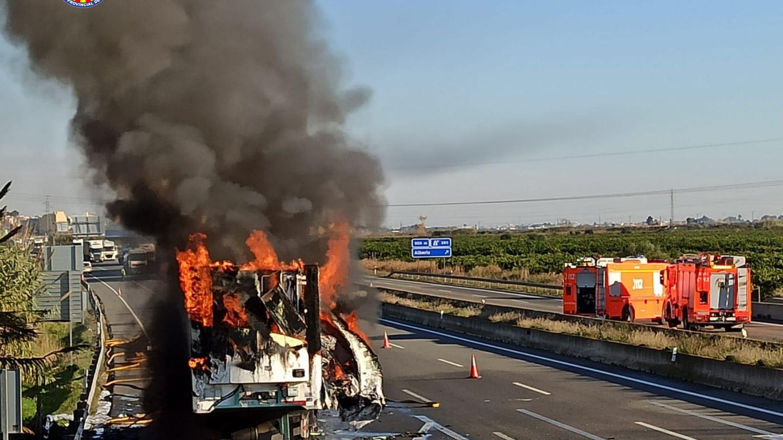 Incendi del camió a l'A-7