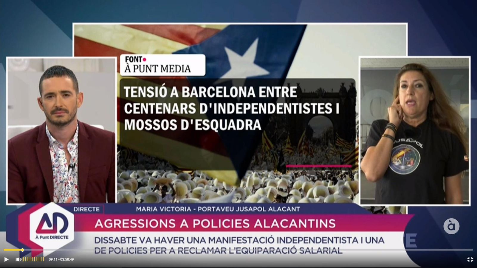 Juan Nieto en un moment de l'entrevista a la portaveu de Jusapol