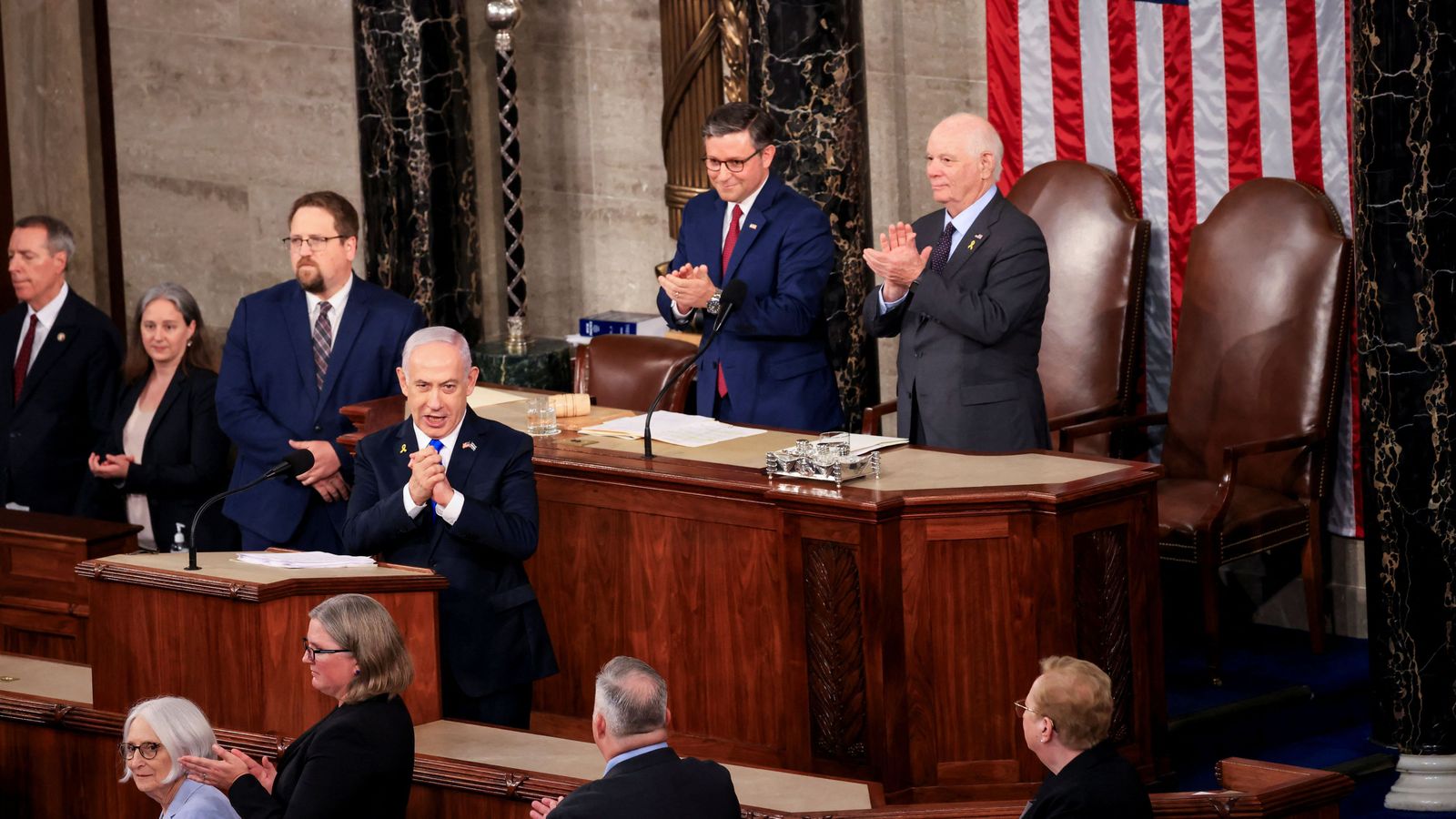 El primer ministre Benjamin Netanyahu en un moment de la seua intervenció al Congrés dels EUA