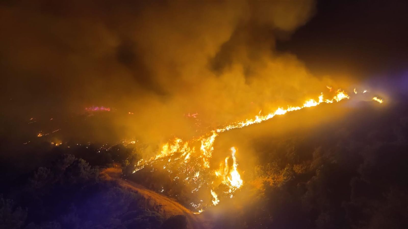 Vista de l'incendi declarat a Sierra Bermeja, Màlaga